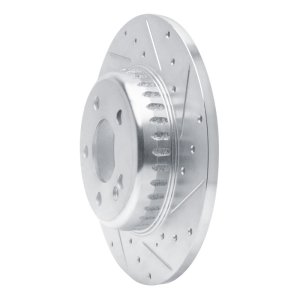 Mercedes-Benz C200 Brake Rotor (1) - Rear Right - R1 Concepts - Drilled & Slotted - Silver - `15-`21